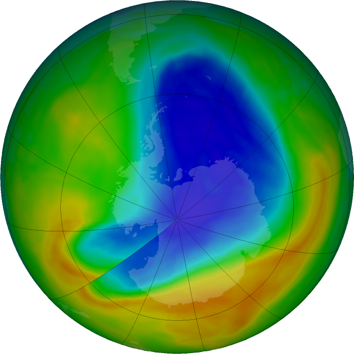 Antarctic ozone map for 26 October 2017
